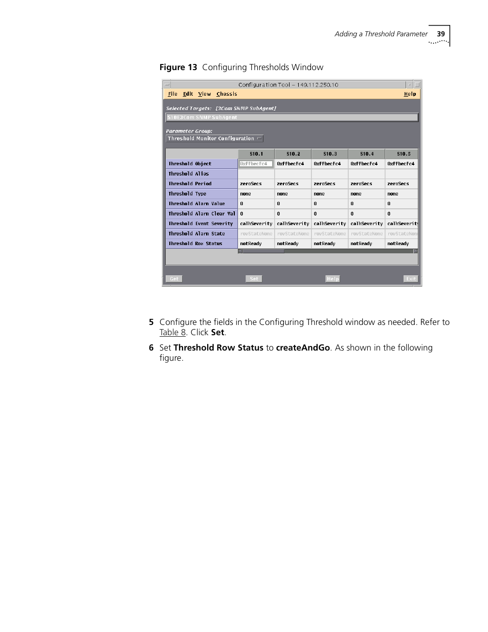 Figure 13 configuring thresholds window | 3Com CommWorks 5210 User Manual | Page 39 / 144