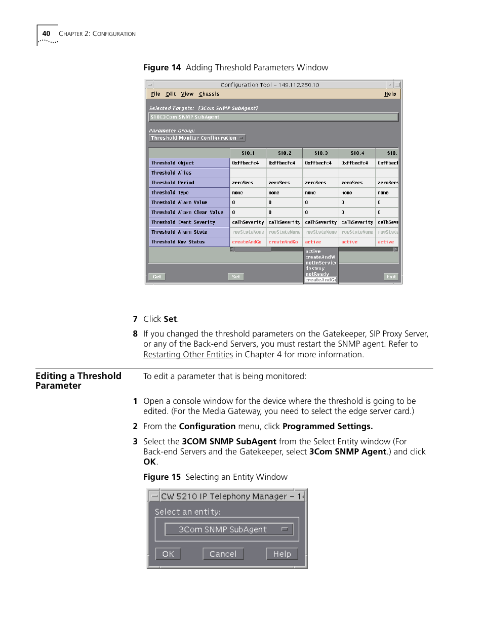 Editing a threshold parameter | 3Com CommWorks 5210 User Manual | Page 40 / 144