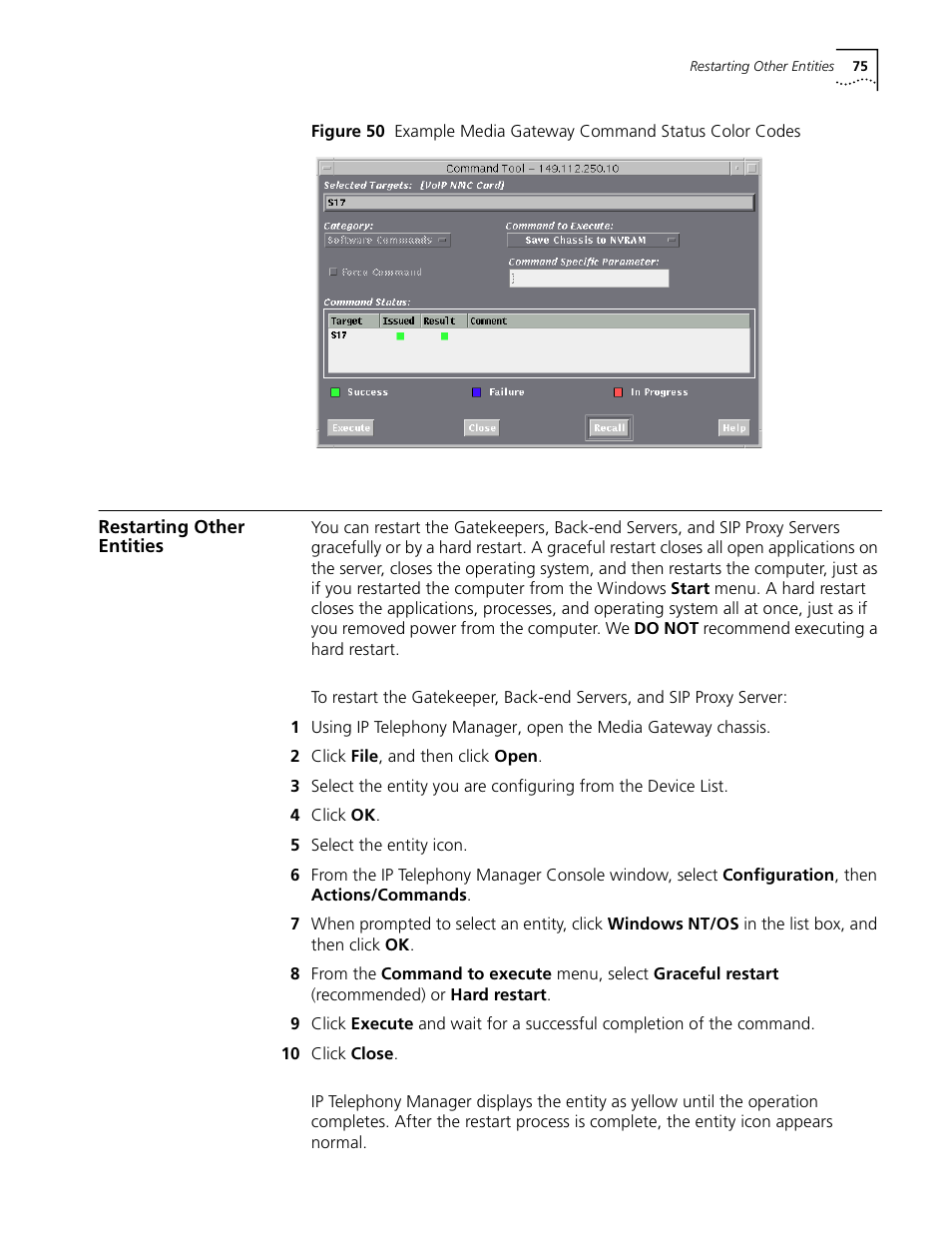 Restarting other entities | 3Com CommWorks 5210 User Manual | Page 75 / 144