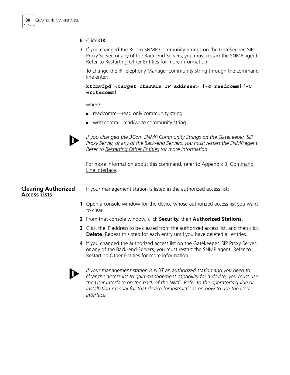 Clearing authorized access lists | 3Com CommWorks 5210 User Manual | Page 80 / 144
