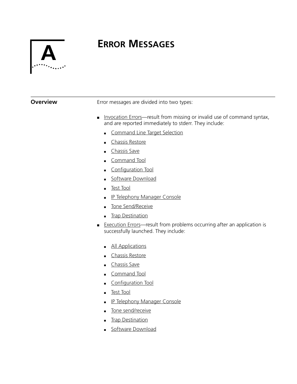 Error messages, Overview, Rror | Essages | 3Com CommWorks 5210 User Manual | Page 83 / 144