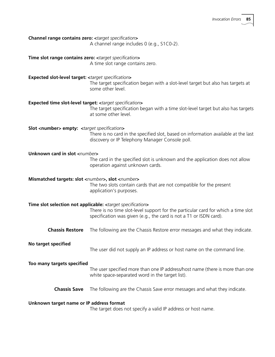 Chassis restore, Chassis save, Chassis restore chassis save | 3Com CommWorks 5210 User Manual | Page 85 / 144