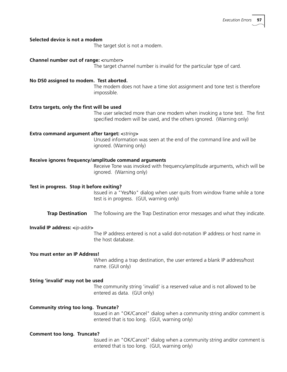 Trap destination | 3Com CommWorks 5210 User Manual | Page 97 / 144