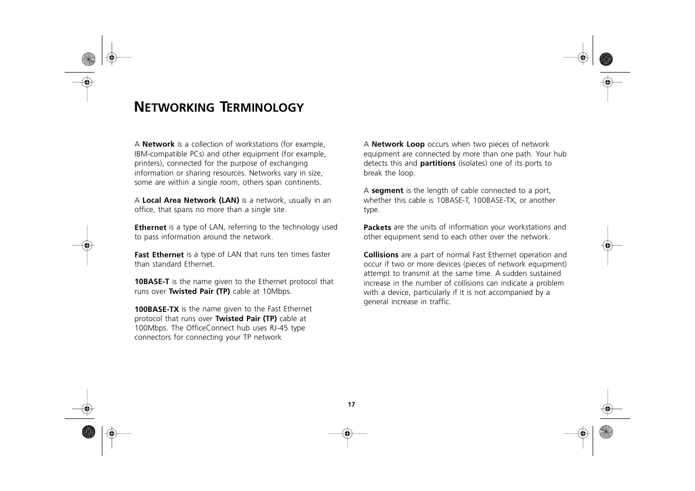 Networking terminology, Networking terminology 17, Etworking | Erminology | 3Com 3C16722A User Manual | Page 17 / 36