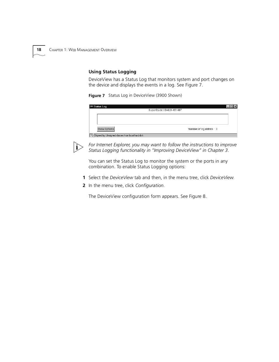 Using status logging | 3Com 3900 User Manual | Page 18 / 36