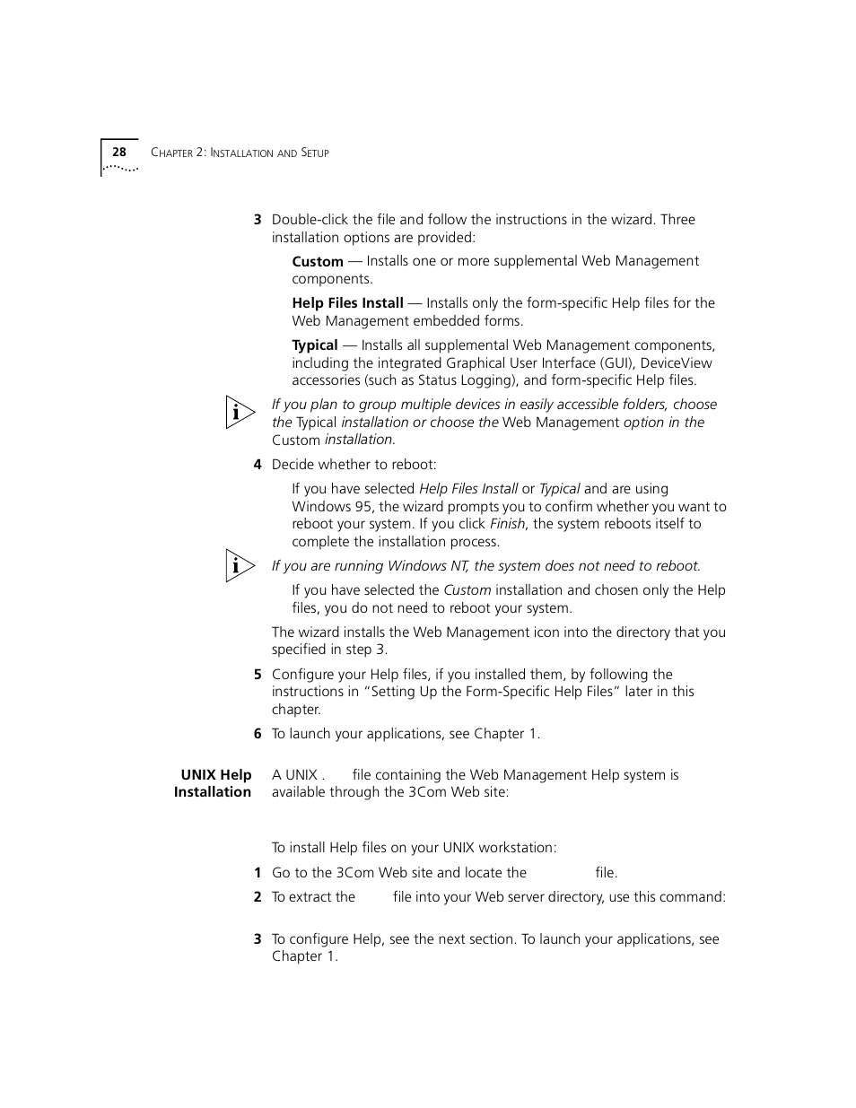 Unix help installation | 3Com 3900 User Manual | Page 28 / 36