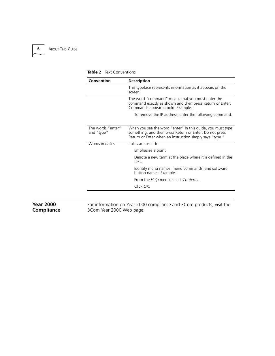 Year 2000 compliance | 3Com 3900 User Manual | Page 6 / 36