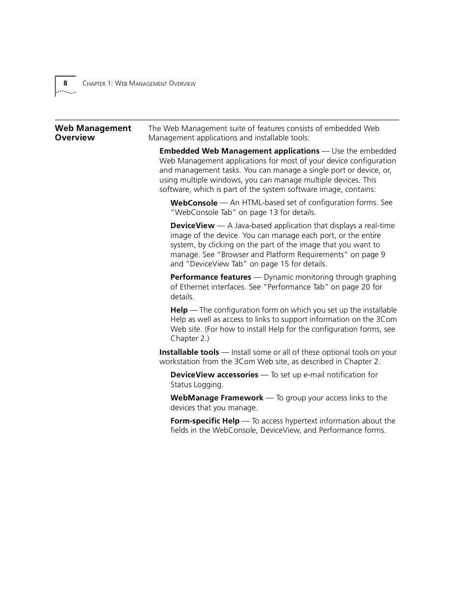 Web management overview | 3Com 3900 User Manual | Page 8 / 36