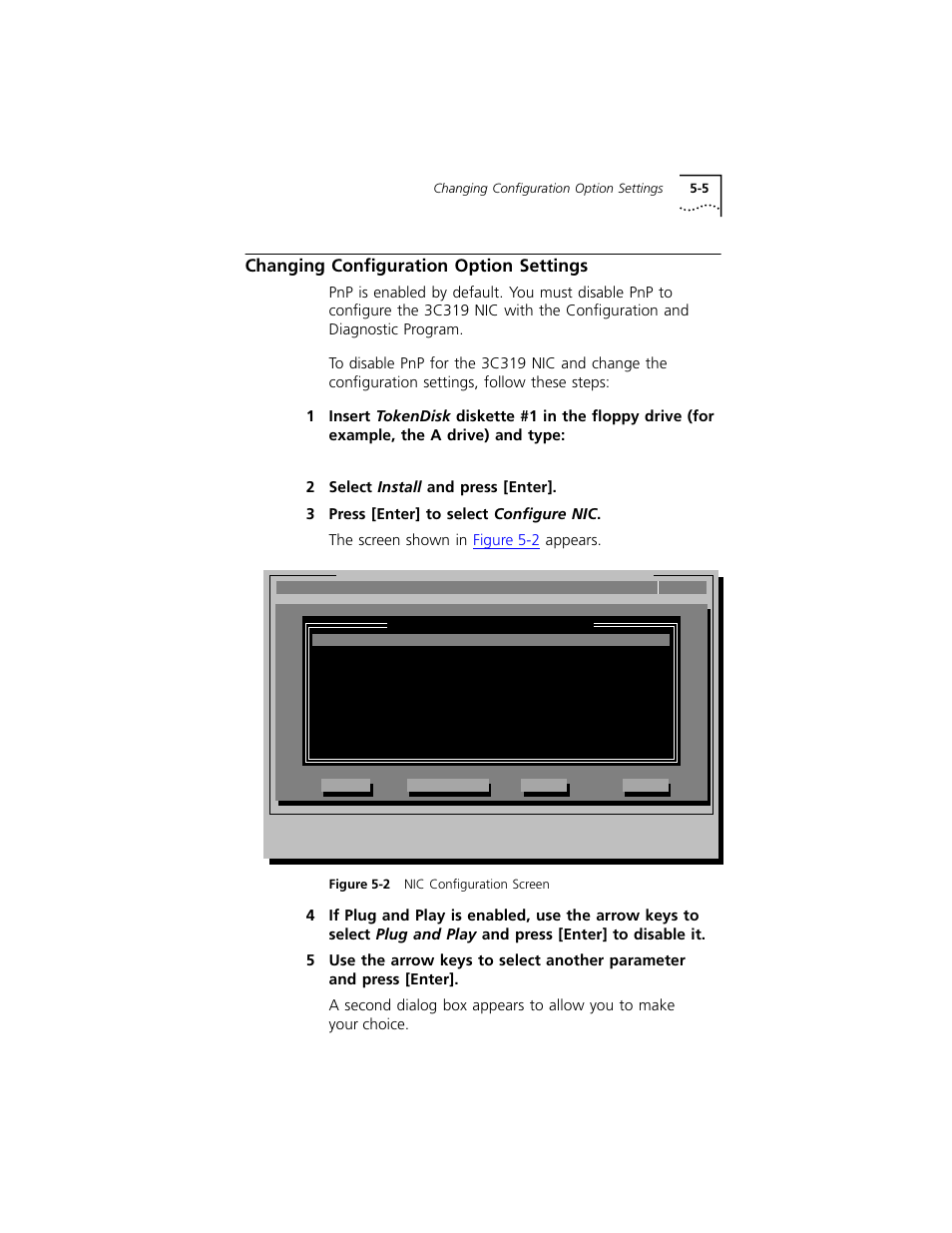 Changing configuration option settings, Changing configuration option settings 5-5 | 3Com 3C319 User Manual | Page 45 / 110