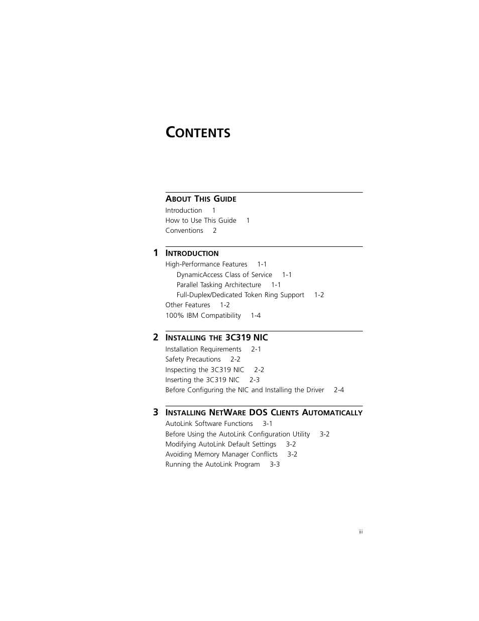 Ontents | 3Com 3C319 User Manual | Page 5 / 110