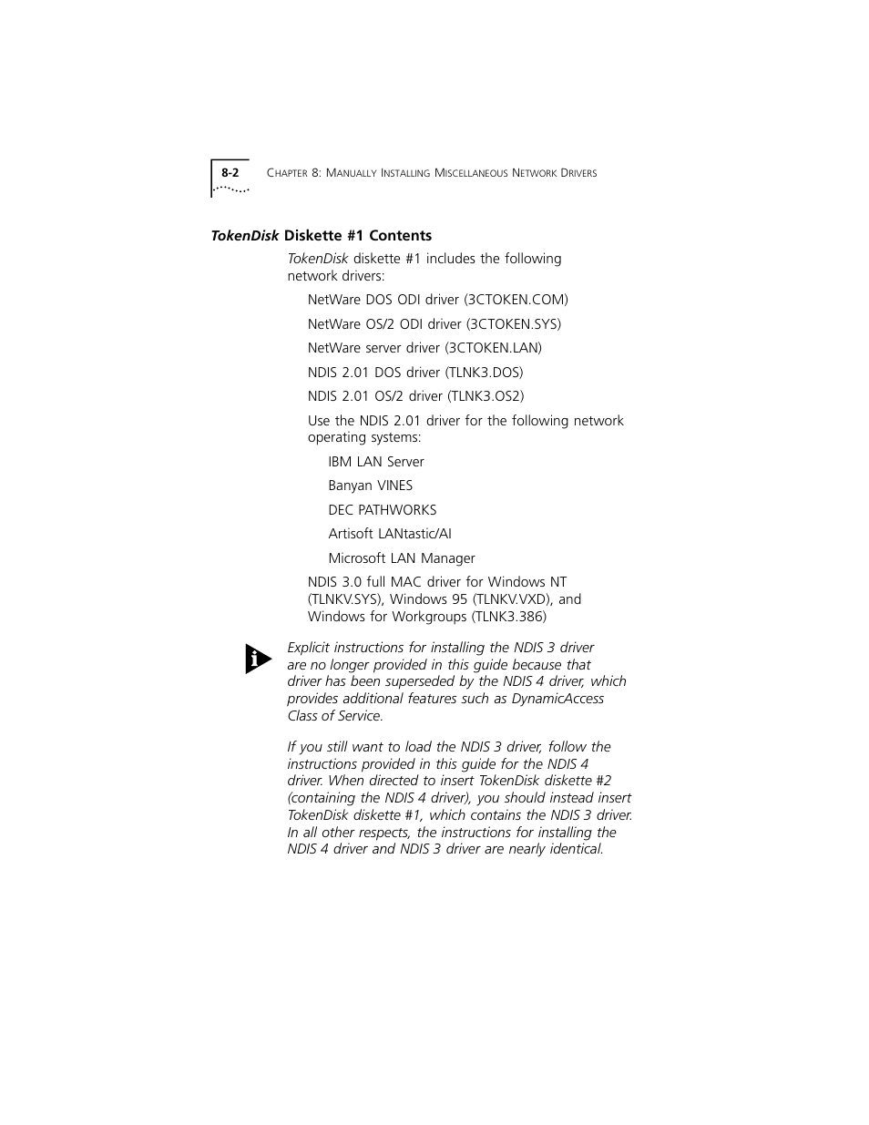 Tokendisk diskette #1 contents, Tokendisk, Diskette | Diskette #1 contents | 3Com 3C319 User Manual | Page 70 / 110