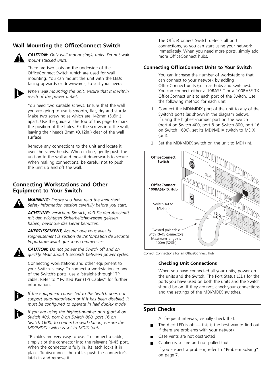 Wall mounting the officeconnect switch, Spot checks | 3Com 1600 User Manual | Page 5 / 8