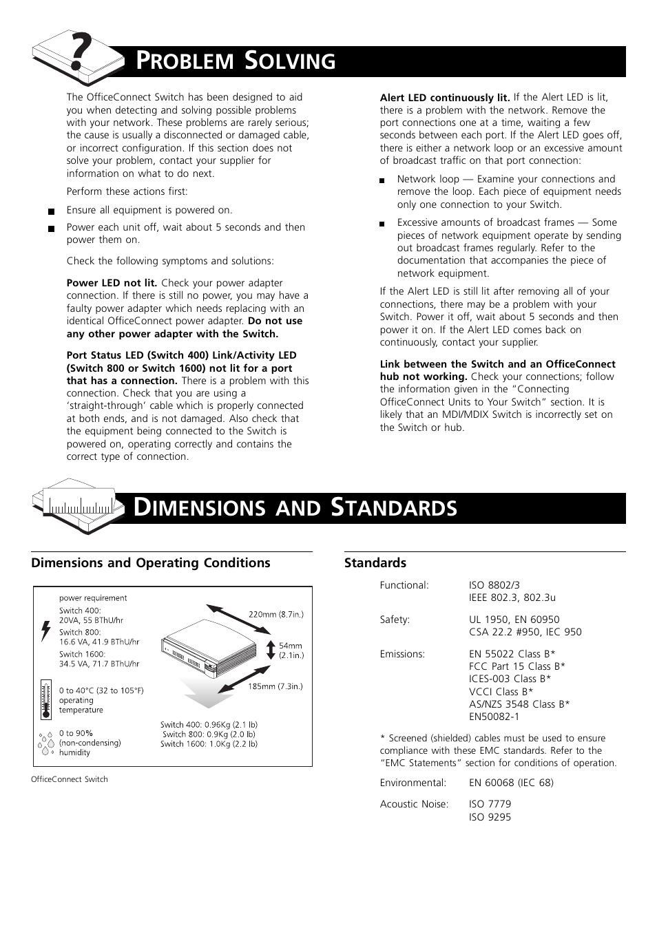 Roblem, Olving, Imensions | Tandards | 3Com 1600 User Manual | Page 7 / 8