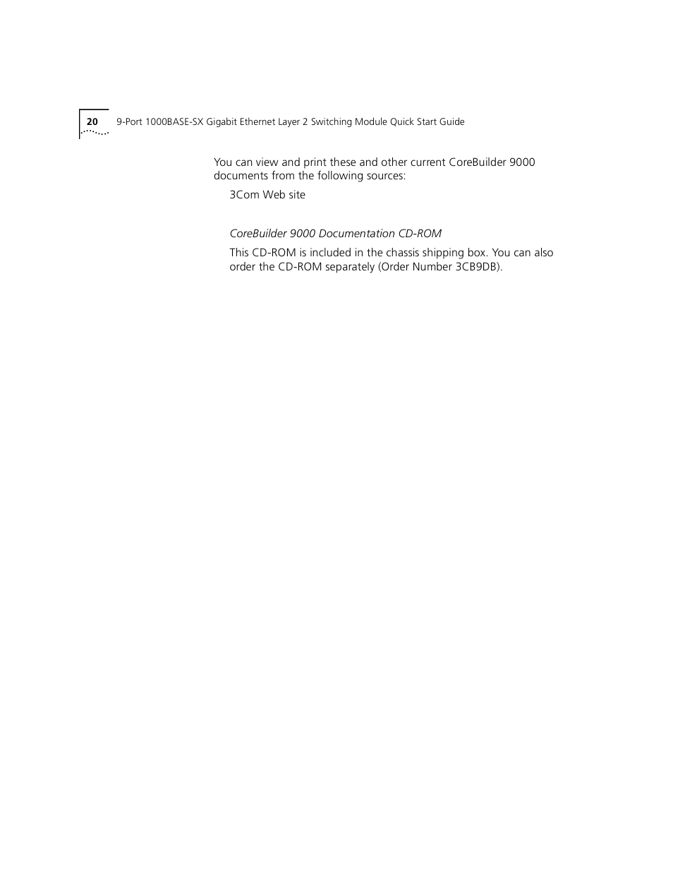 3Com 1000BASE-SX User Manual | Page 20 / 24