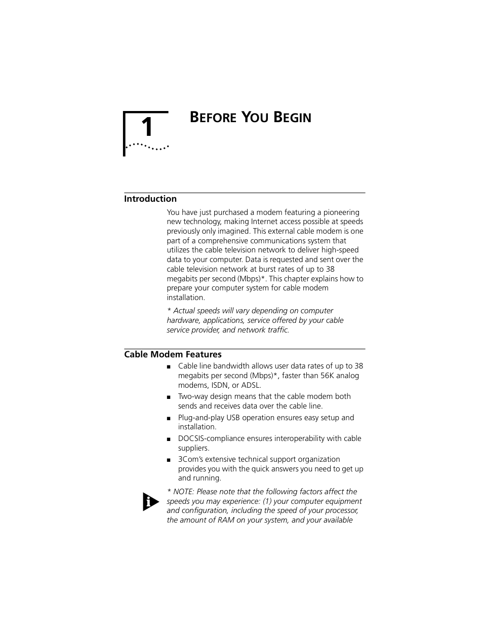Efore, Egin | 3Com Cable Modem External User Manual | Page 5 / 62