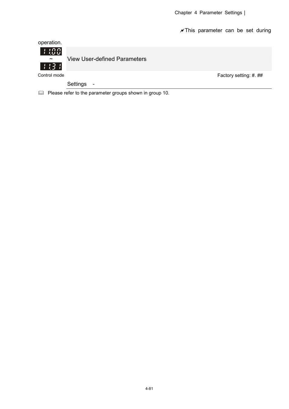 11 view user-defined parameters | Delta 1.07 VFD-D D User Manual | Page 105 / 141