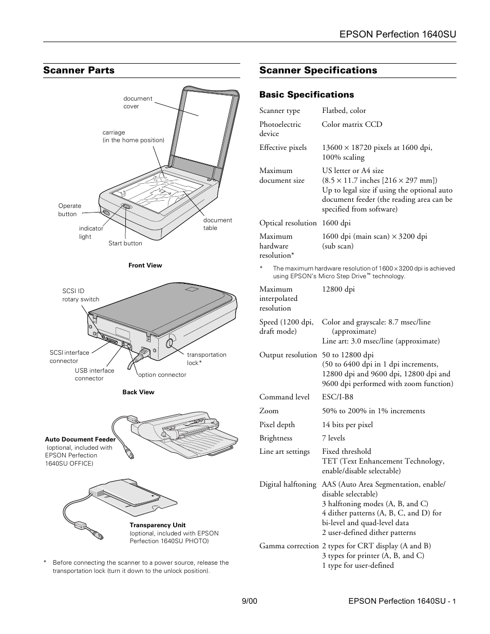 Epson 1640SU User Manual | 6 pages