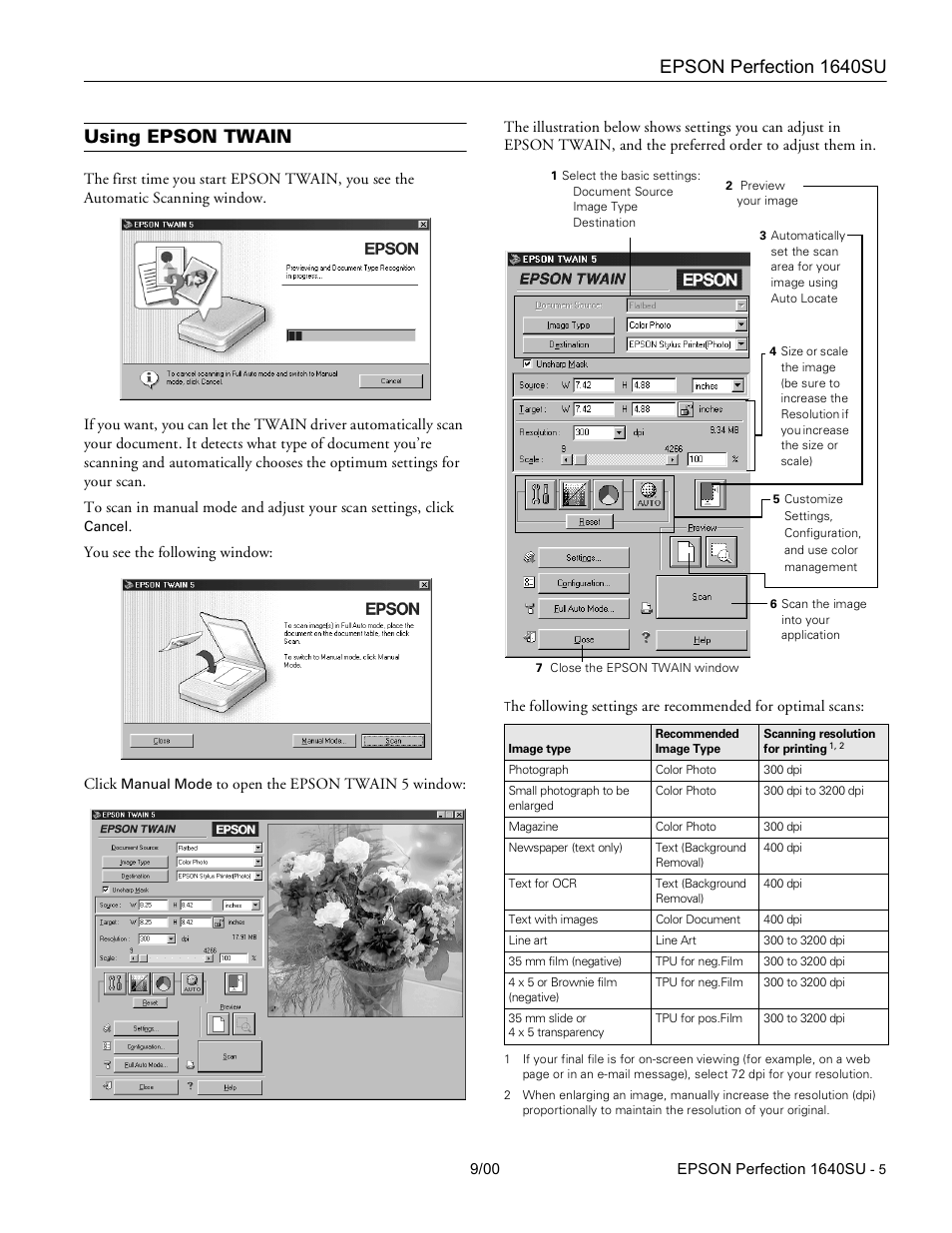 Using epson twain | Epson 1640SU User Manual | Page 5 / 6