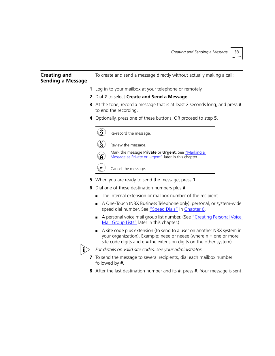 Creating and sending a message | 3Com 2101 User Manual | Page 33 / 96