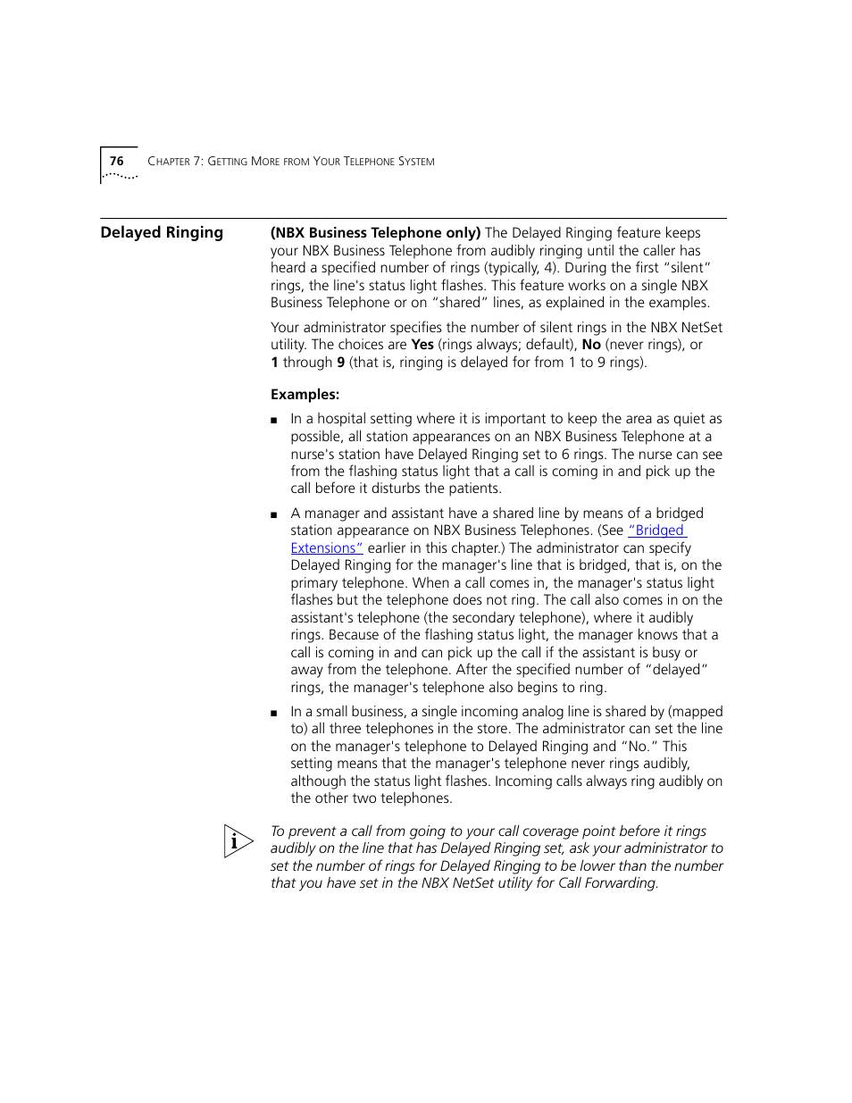 Delayed ringing | 3Com 2101 User Manual | Page 76 / 96