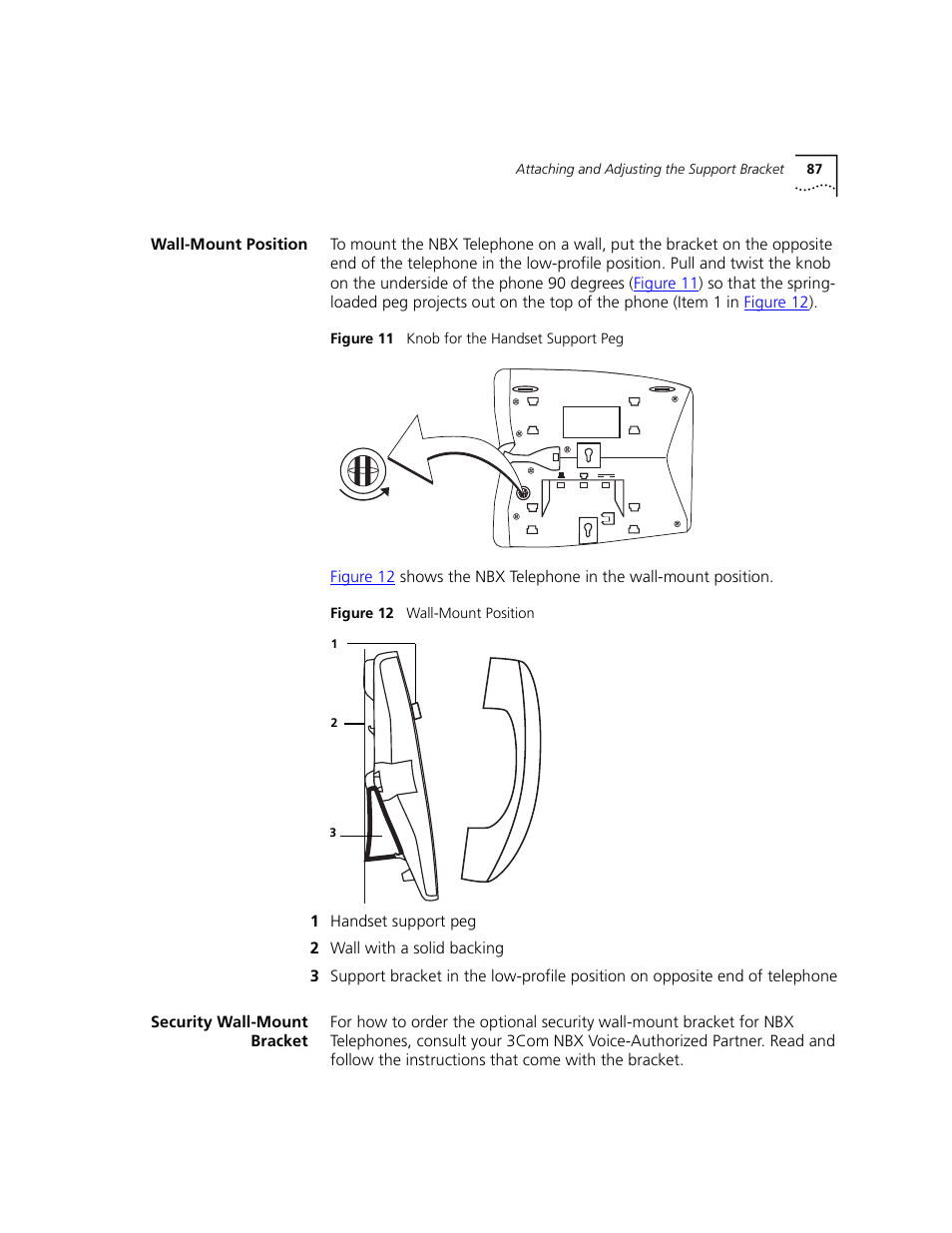 Wall-mount position, Security wall-mount bracket | 3Com 2101 User Manual | Page 87 / 96