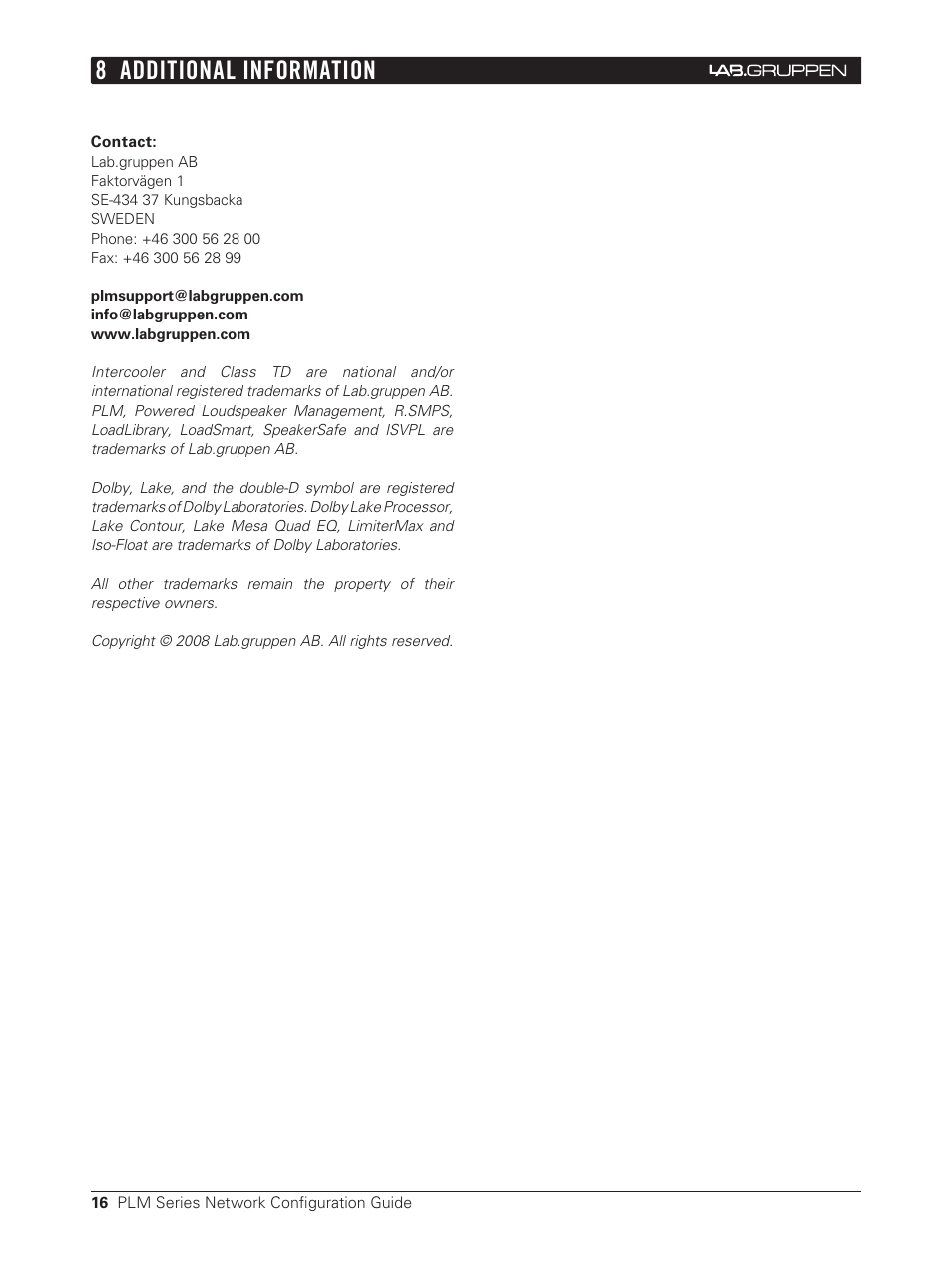 8 additional information | 3Com NCG-PLM User Manual | Page 16 / 17
