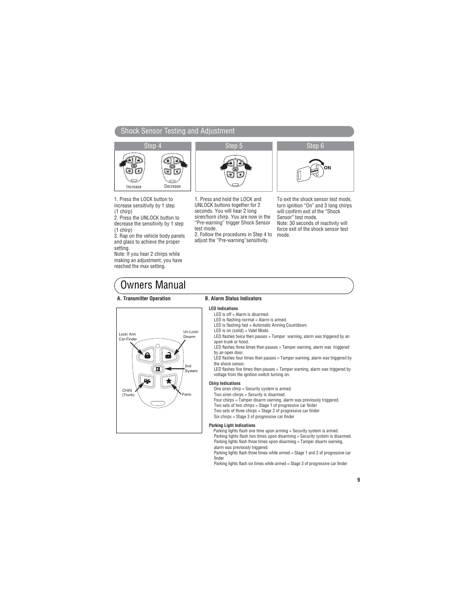 Owners manual, Shock sensor testing and adjustment, Step 5 | Step 6, Step 4 | Marksman Series X3 User Manual | Page 9 / 12