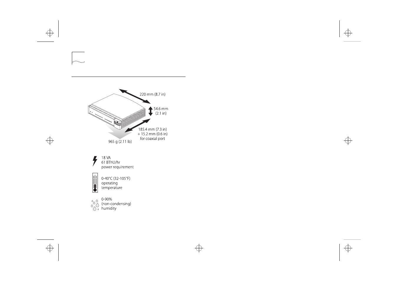 Dimensions, Dimensions b-4 | 3Com 520 User Manual | Page 74 / 96