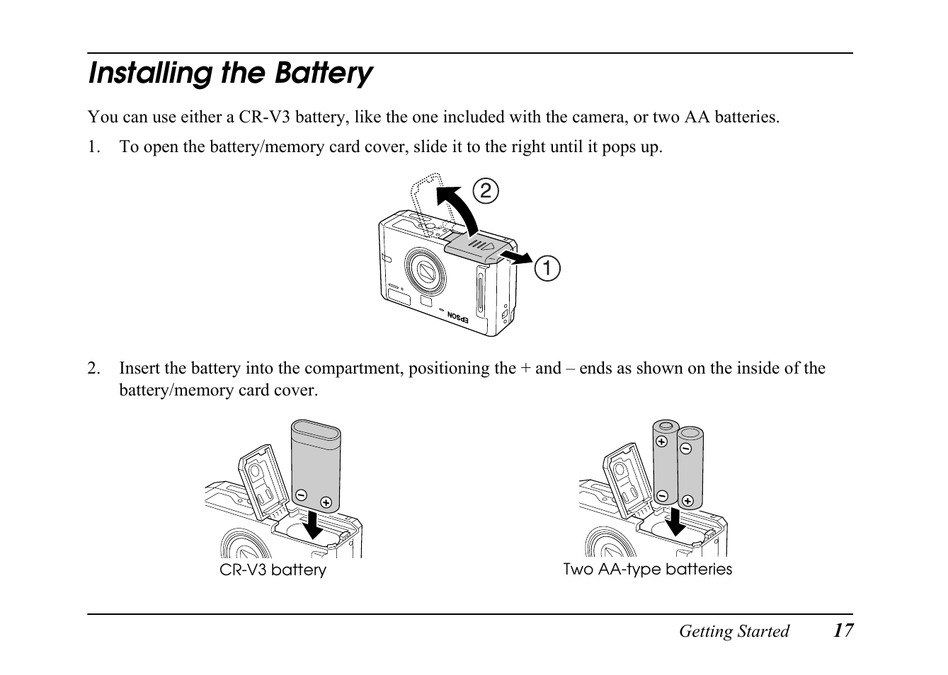 Installing the battery | Epson PC L-41 User Manual | Page 17 / 94