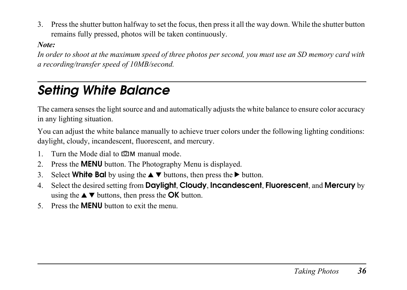 Setting white balance | Epson PC L-41 User Manual | Page 36 / 94