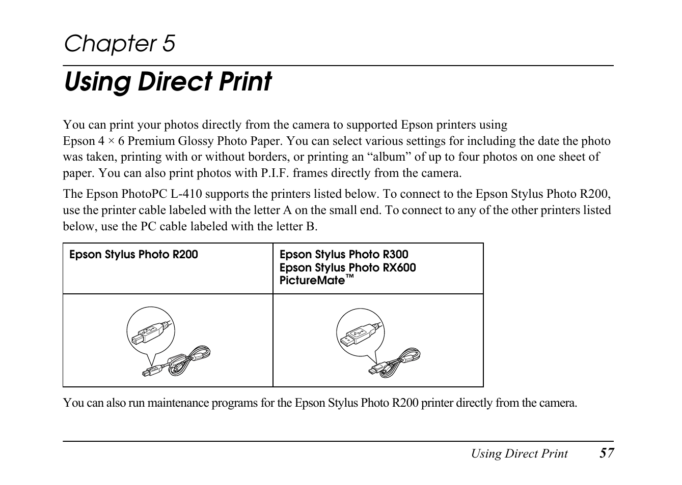 Chap 5-using direct print, Chapter 5 using direct print, Using direct print | Chapter 5 | Epson PC L-41 User Manual | Page 57 / 94
