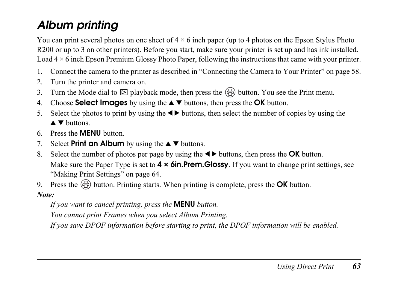 Album printing | Epson PC L-41 User Manual | Page 63 / 94
