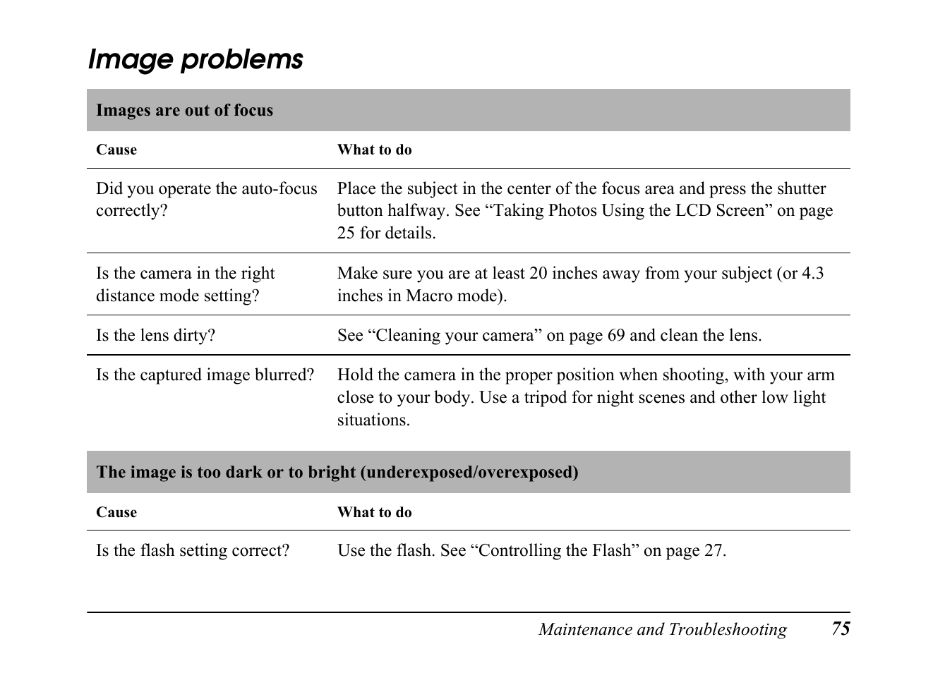 Image problems | Epson PC L-41 User Manual | Page 75 / 94