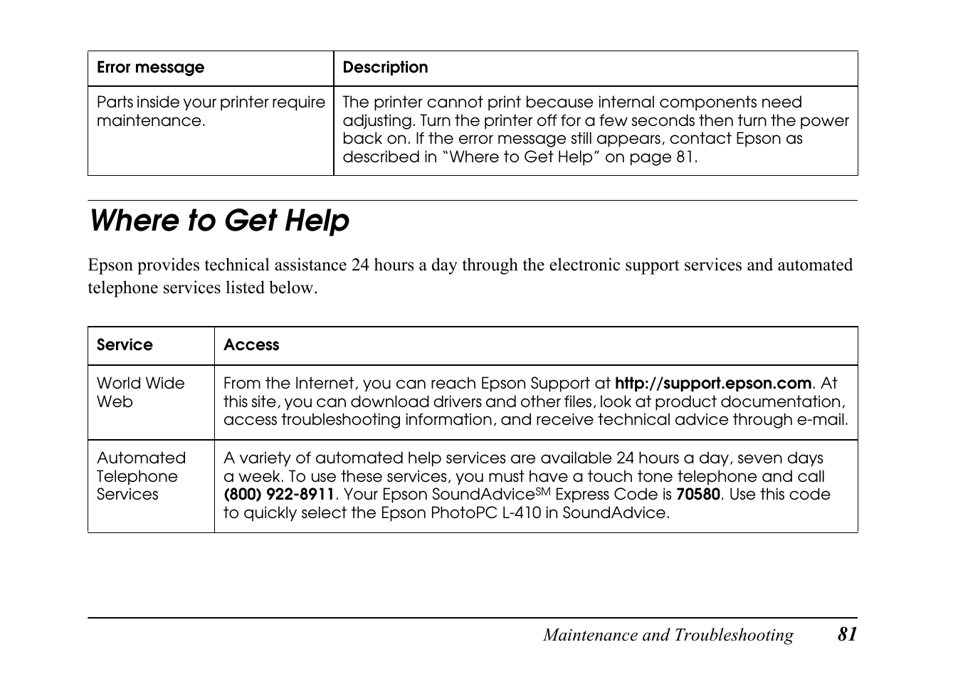 Where to get help | Epson PC L-41 User Manual | Page 81 / 94