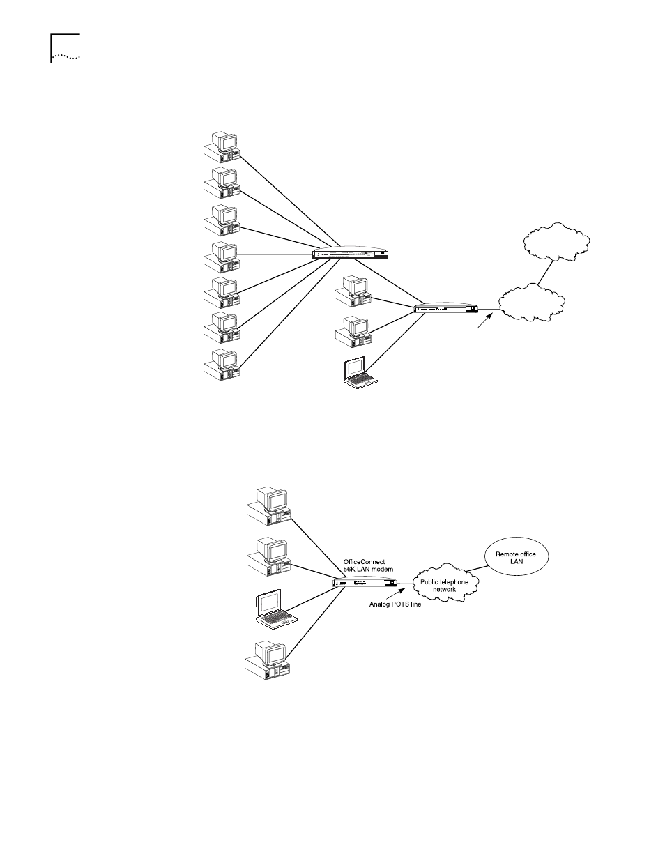 Local networking with access to the internet, Local networking with access to a remote office | 3Com OFFICECONNECT 3C886 User Manual | Page 14 / 116