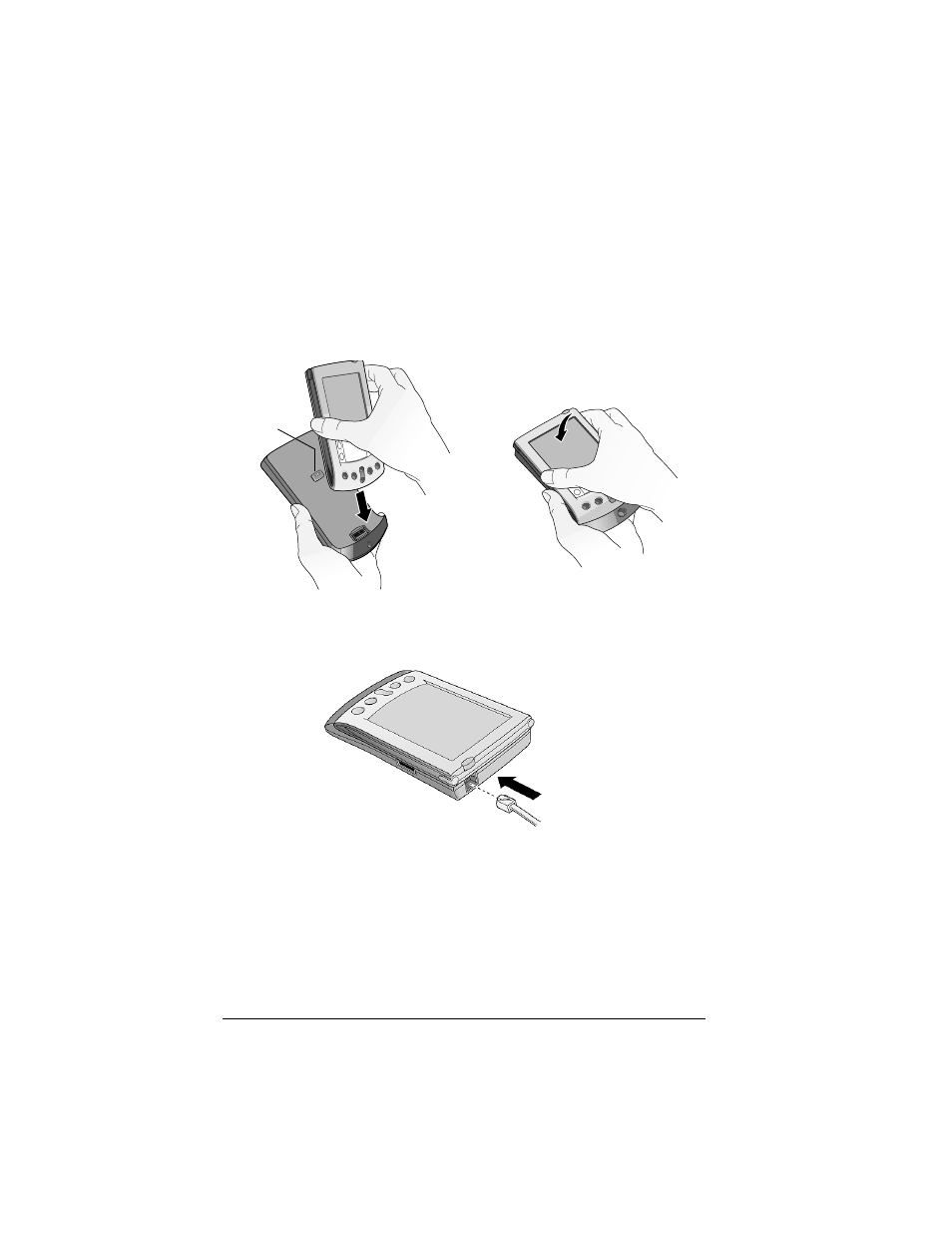 Attaching palmv modem and cables, Attaching palm v modem and cables | 3Com Palm V User Manual | Page 10 / 22