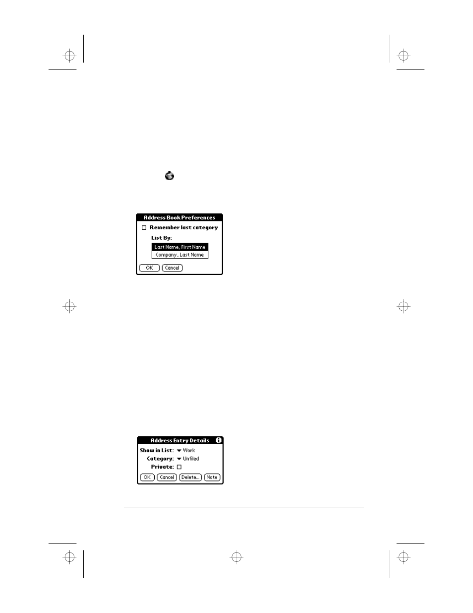 Sorting by name or company, To sort the entries in the address list screen, Changing address entry details | To open the address entry details dialog | 3Com III User Manual | Page 13 / 171