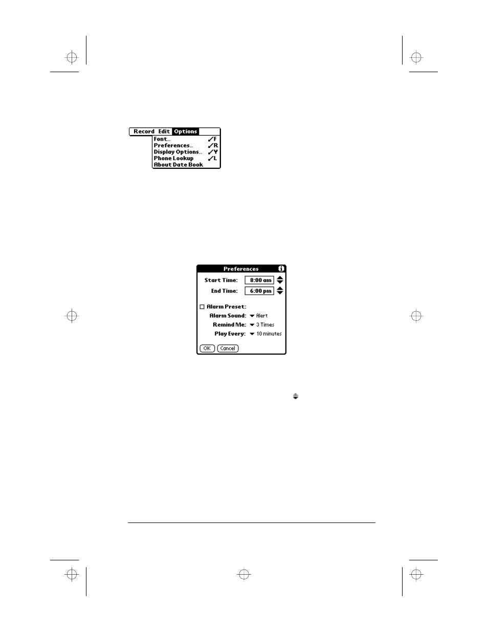 Options menu | 3Com III User Manual | Page 37 / 171