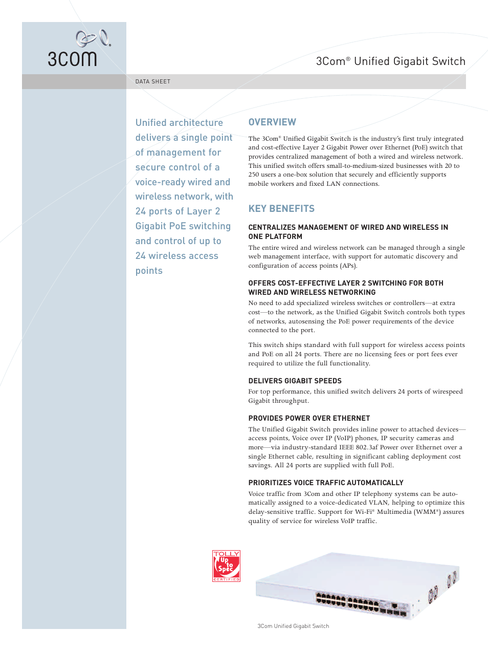 3Com Unified Gigabit Switch User Manual | 4 pages