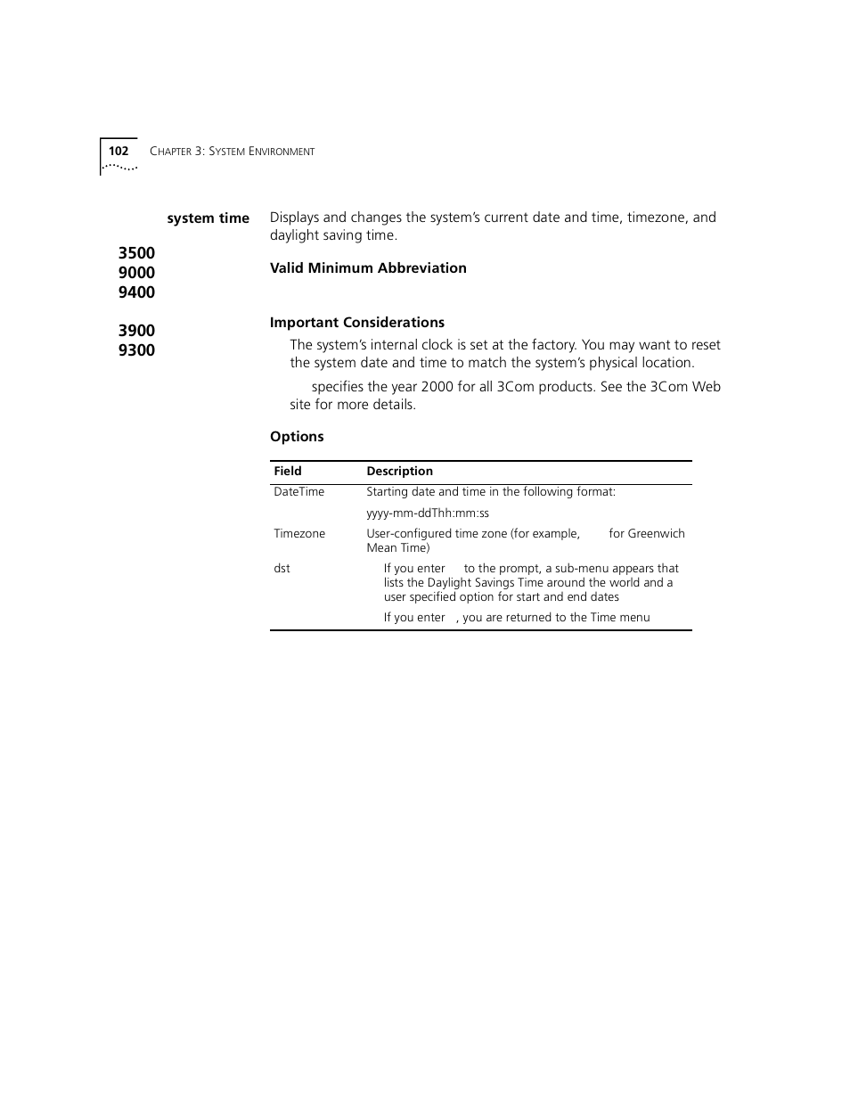 System time | 3Com 3500 User Manual | Page 102 / 784