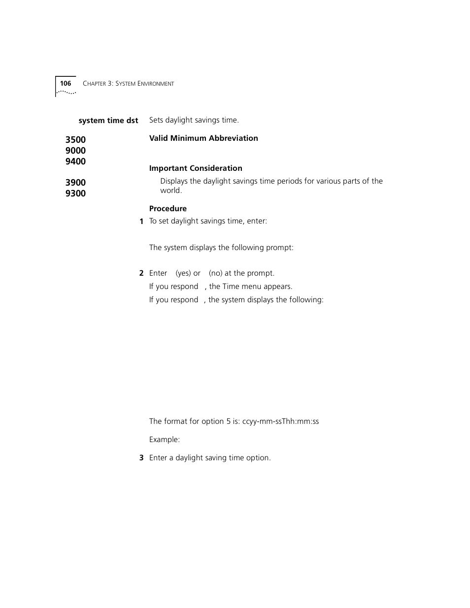 System time dst | 3Com 3500 User Manual | Page 106 / 784