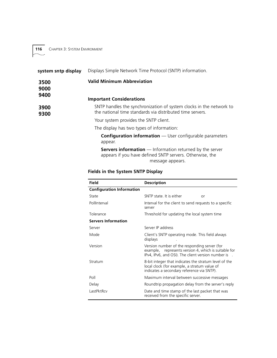 System sntp display | 3Com 3500 User Manual | Page 116 / 784