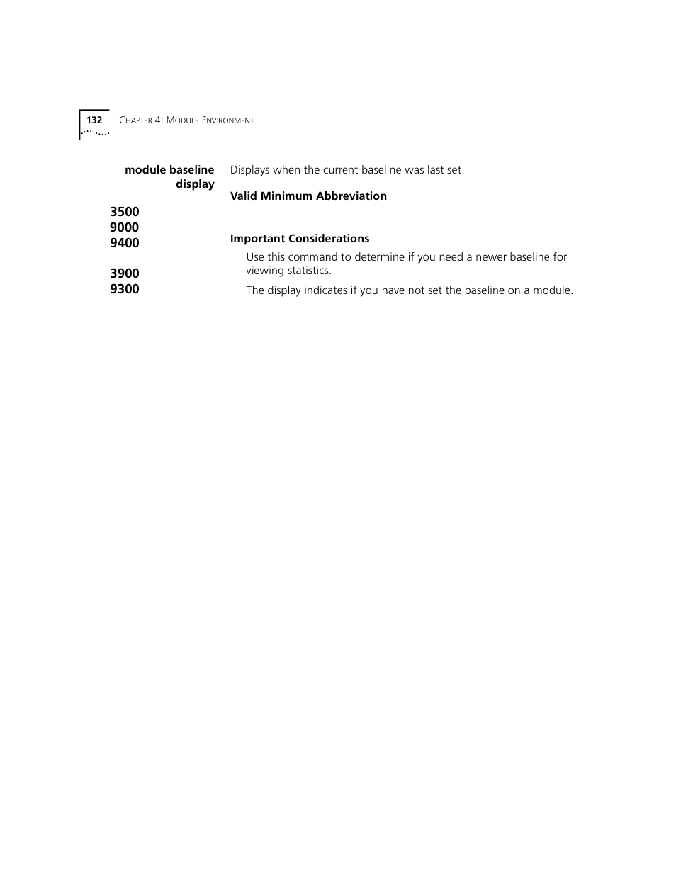 Module baseline display | 3Com 3500 User Manual | Page 132 / 784