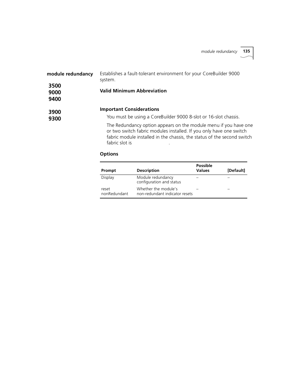 Module redundancy | 3Com 3500 User Manual | Page 135 / 784
