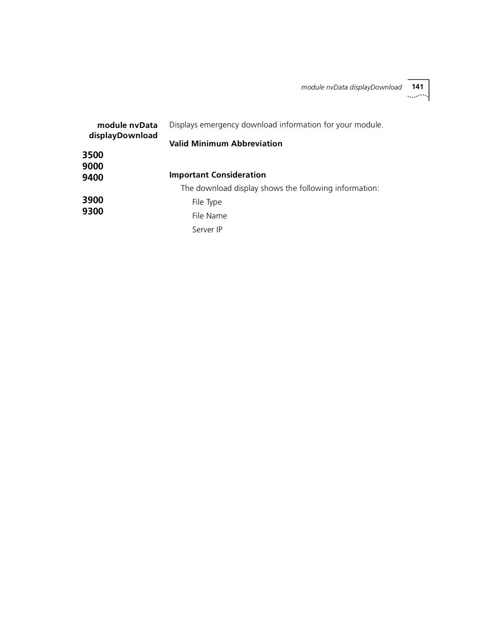 Module nvdata displaydownload | 3Com 3500 User Manual | Page 141 / 784