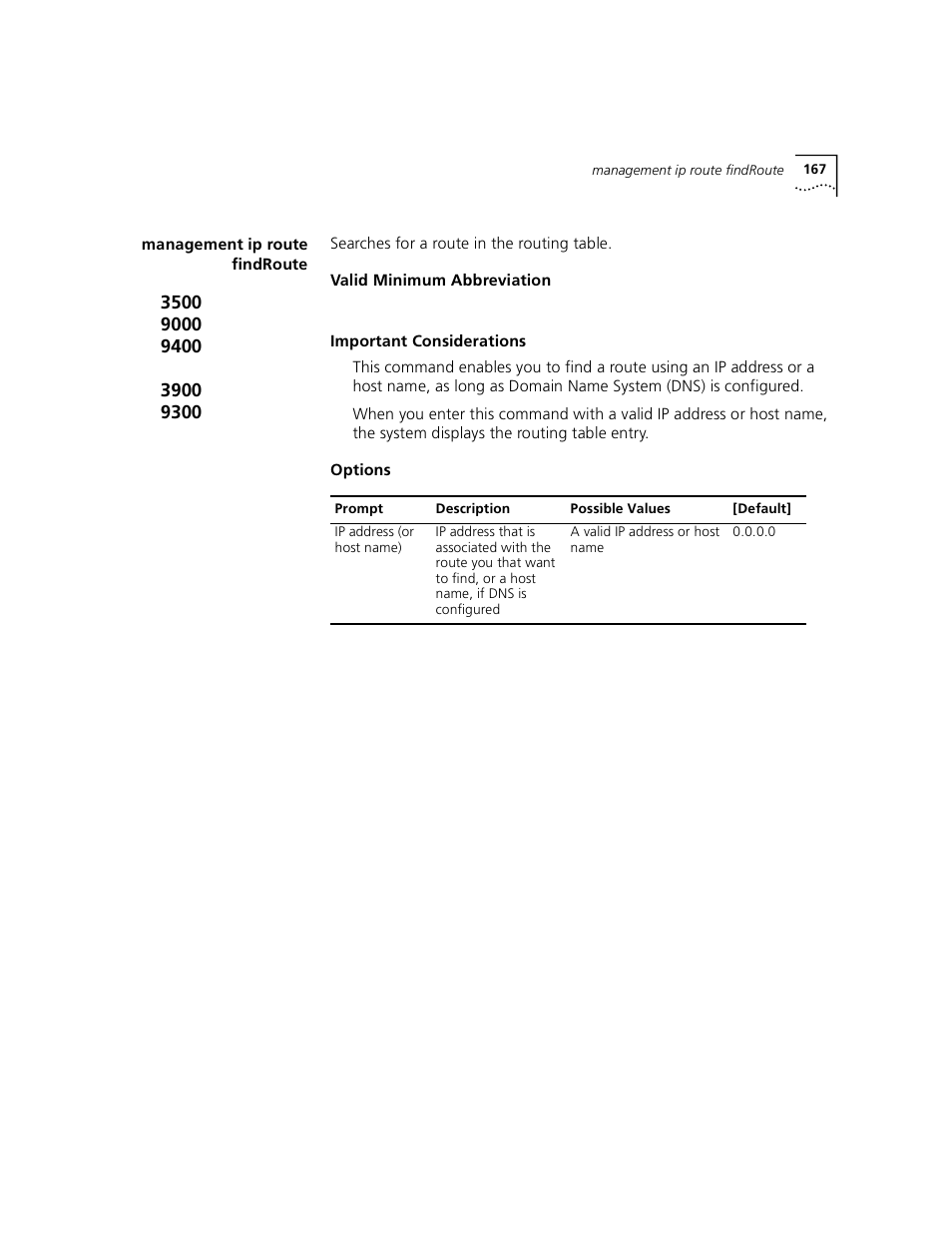 Management ip route findroute | 3Com 3500 User Manual | Page 167 / 784