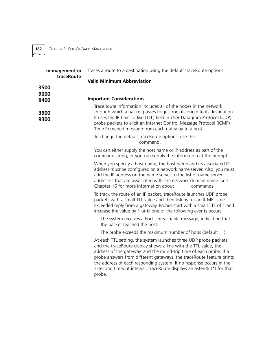 Management ip traceroute | 3Com 3500 User Manual | Page 182 / 784