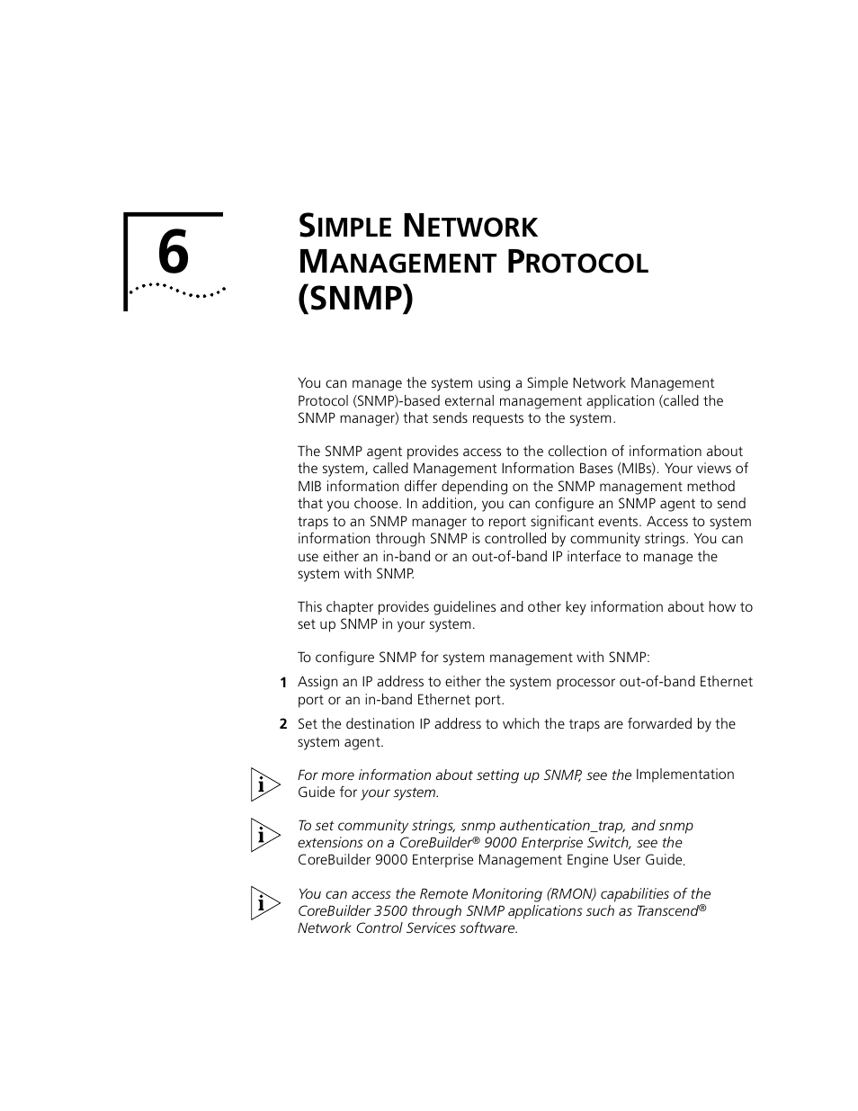 Simple network managementprotocol (snmp), Imple, Etwork | Anagement, Rotocol, Snmp) | 3Com 3500 User Manual | Page 189 / 784