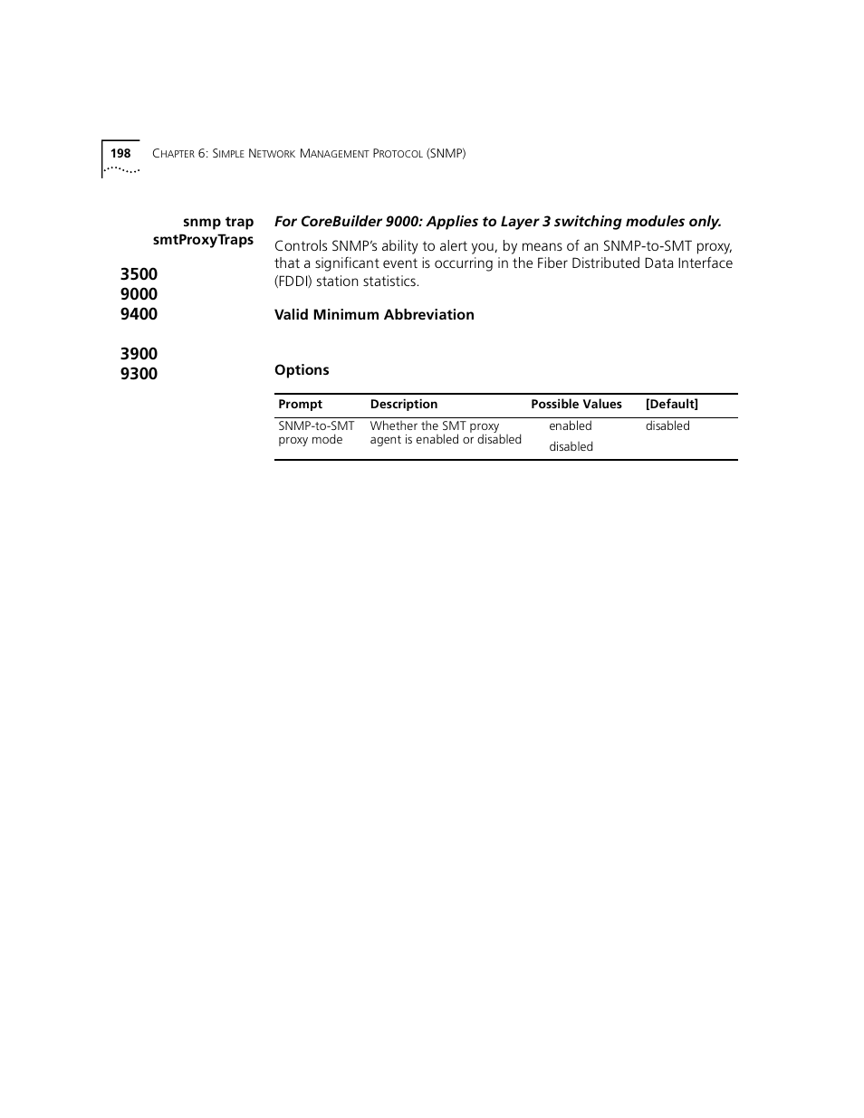 Snmp trap smtproxytraps | 3Com 3500 User Manual | Page 198 / 784