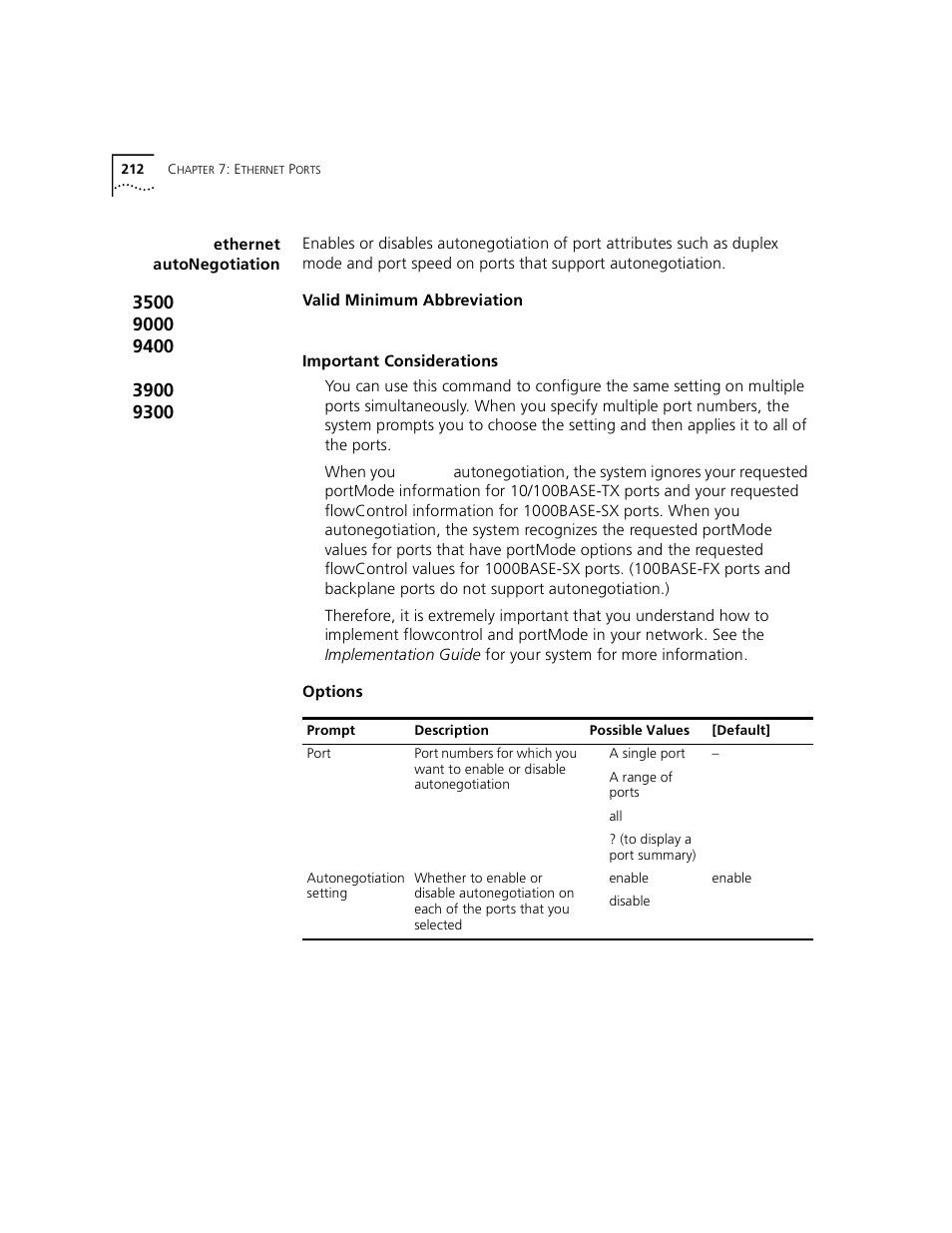 Ethernet autonegotiation | 3Com 3500 User Manual | Page 212 / 784